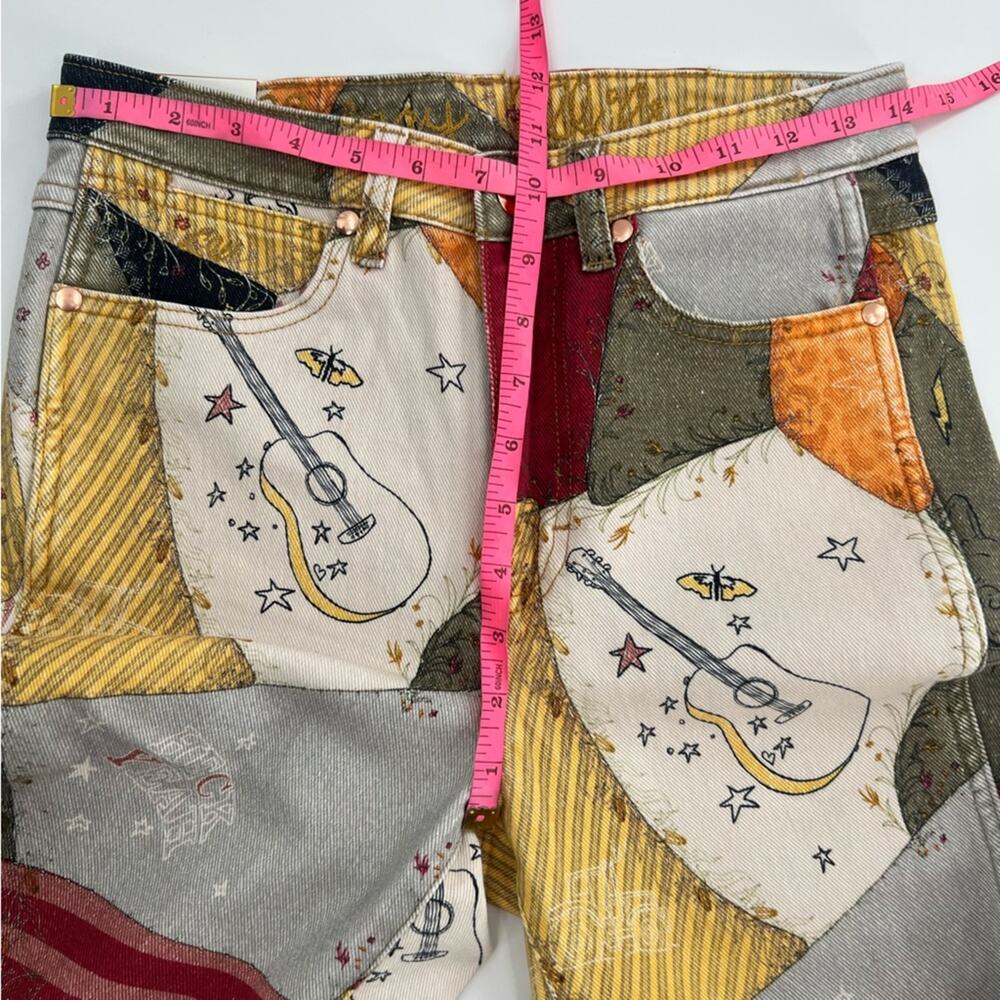 NWT Wrangler x Lainey Wilson Printed Patchwork Sundown Flare Jeans Sz 26 - Picture 6 of 9